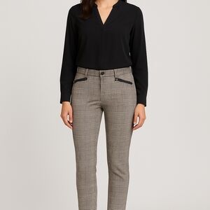 Wit & Wisdom Size 10 Plaid Skinny Pants in Black and Tan